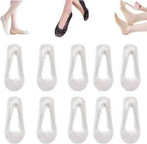 10 pairs Lace No Show Liner Socks for Women,Ultra Thin Breathable Non-Slip Elegant Lace Socks