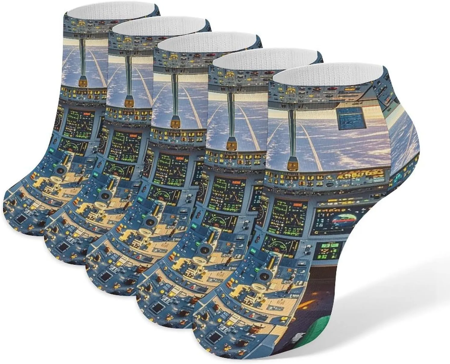 5 Pairs Ankle Socks Soft Breathable No Show Socks Comfortable Cotton Low Cut Casual Socks for Women Men Airplane Cockpit And Sunrise