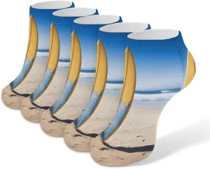 5 Pairs Ankle Socks Soft Breathable No Show Socks Comfortable Cotton Low Cut Casual Socks for Women Men Beach Surfboard