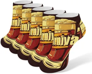5 Pairs Ankle Socks Soft Breathable No Show Socks Comfortable Cotton Low Cut Casual Socks for Women Men Beer Mug