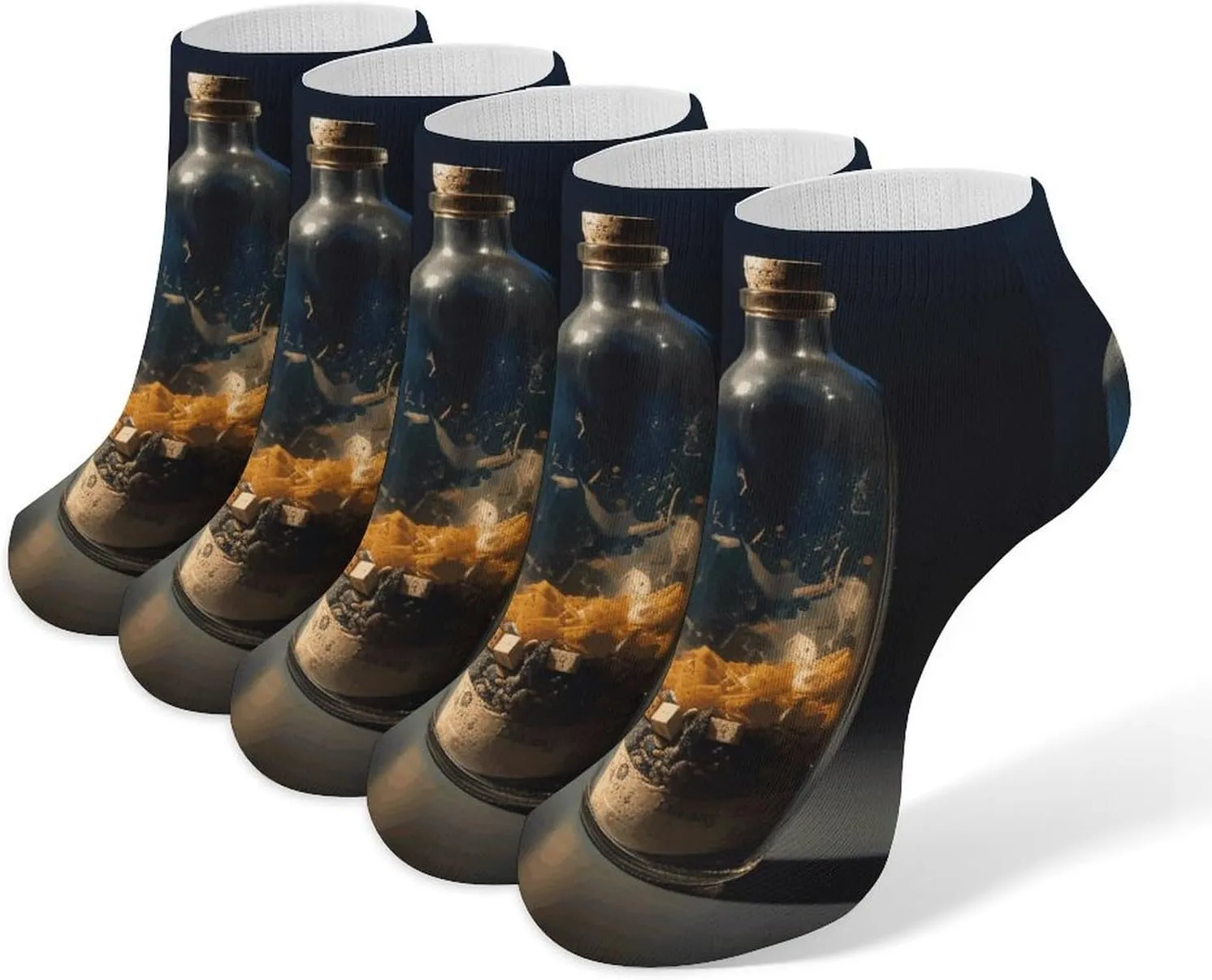 5 Pairs Ankle Socks Soft Breathable No Show Socks Comfortable Cotton Low Cut Casual Socks for Women Men Bottle Containing Something