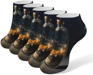 5 Pairs Ankle Socks Soft Breathable No Show Socks Comfortable Cotton Low Cut Casual Socks for Women Men Bottle Containing Something