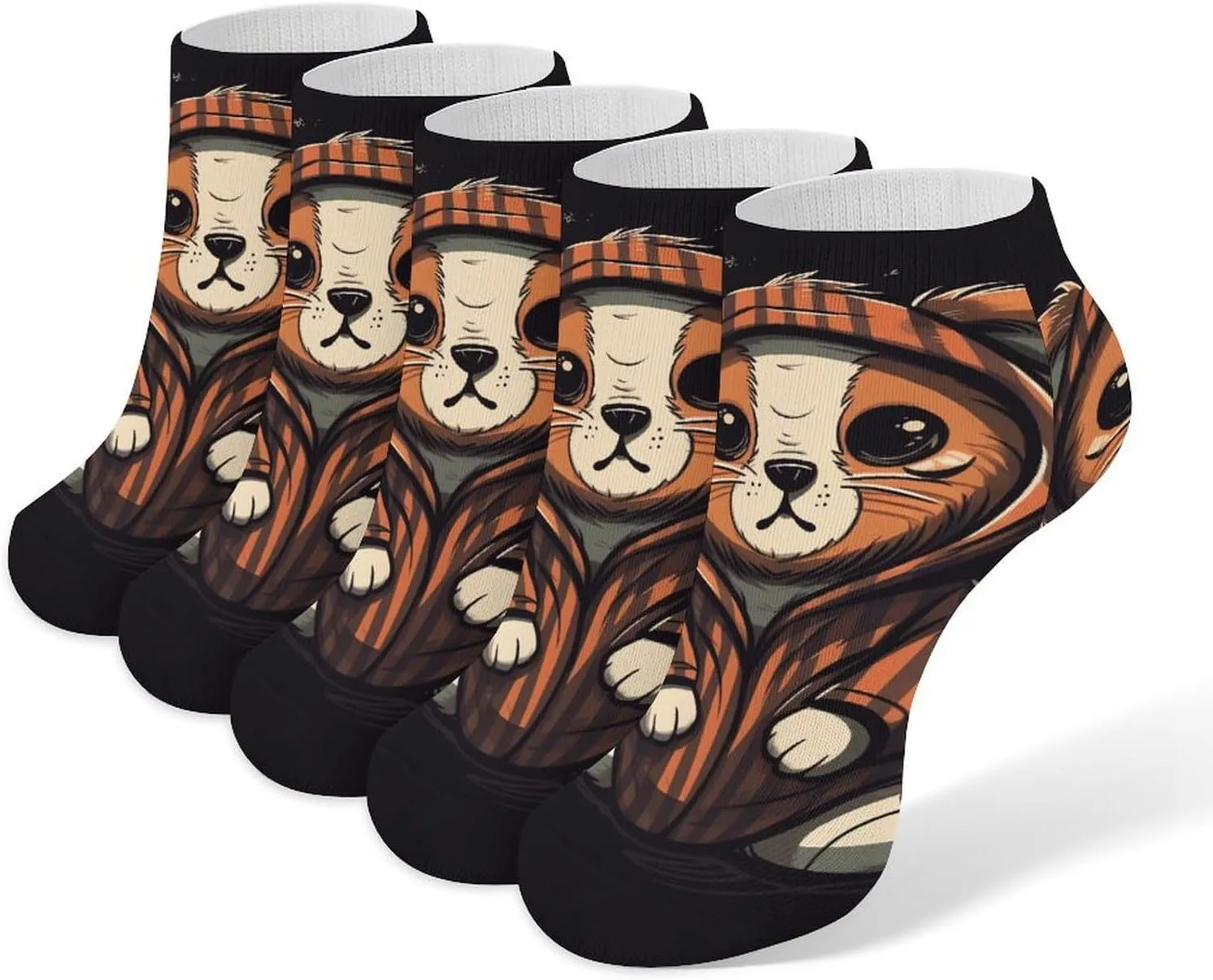5 Pairs Ankle Socks Soft Breathable No Show Socks Comfortable Cotton Low Cut Casual Socks for Women Men Cartoon Lion in Pajamas