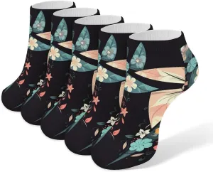 5 Pairs Ankle Socks Soft Breathable No Show Socks Comfortable Cotton Low Cut Casual Socks for Women Men Cartoon Windmill