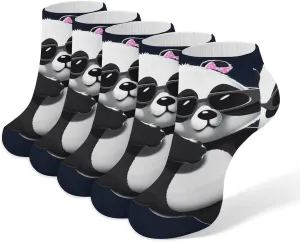 5 Pairs Ankle Socks Soft Breathable No Show Socks Comfortable Cotton Low Cut Casual Socks for Women Men Cool Panda