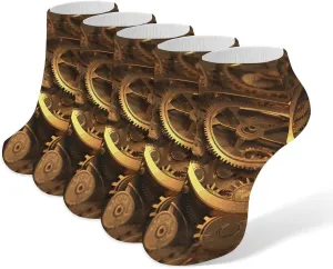 5 Pairs Ankle Socks Soft Breathable No Show Socks Comfortable Cotton Low Cut Casual Socks for Women Men Cool Steampunk Gears
