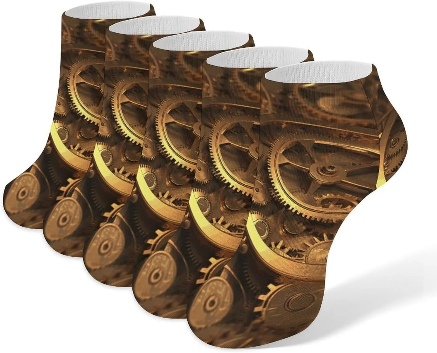 5 Pairs Ankle Socks Soft Breathable No Show Socks Comfortable Cotton Low Cut Casual Socks for Women Men Cool Steampunk Gears