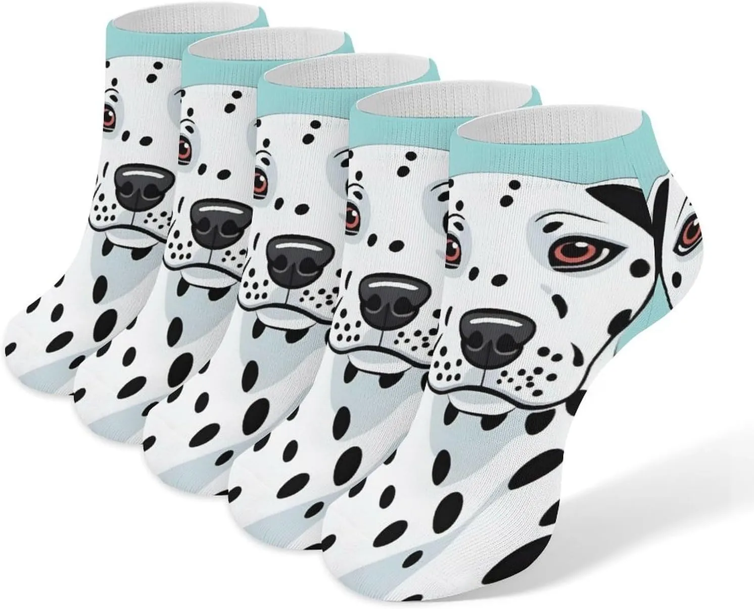 5 Pairs Ankle Socks Soft Breathable No Show Socks Comfortable Cotton Low Cut Casual Socks for Women Men Cute Dalmatian