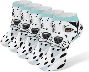 5 Pairs Ankle Socks Soft Breathable No Show Socks Comfortable Cotton Low Cut Casual Socks for Women Men Cute Dalmatian