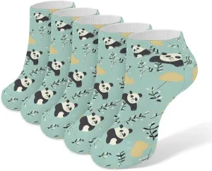 5 Pairs Ankle Socks Soft Breathable No Show Socks Comfortable Cotton Low Cut Casual Socks for Women Men Lovely Pandas