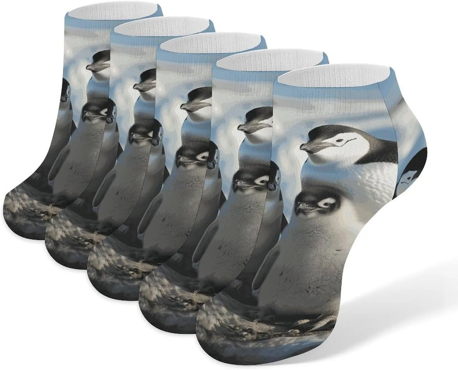 5 Pairs Ankle Socks Soft Breathable No Show Socks Comfortable Cotton Low Cut Casual Socks for Women Men Penguin Parents And Chicks Antarctica Large