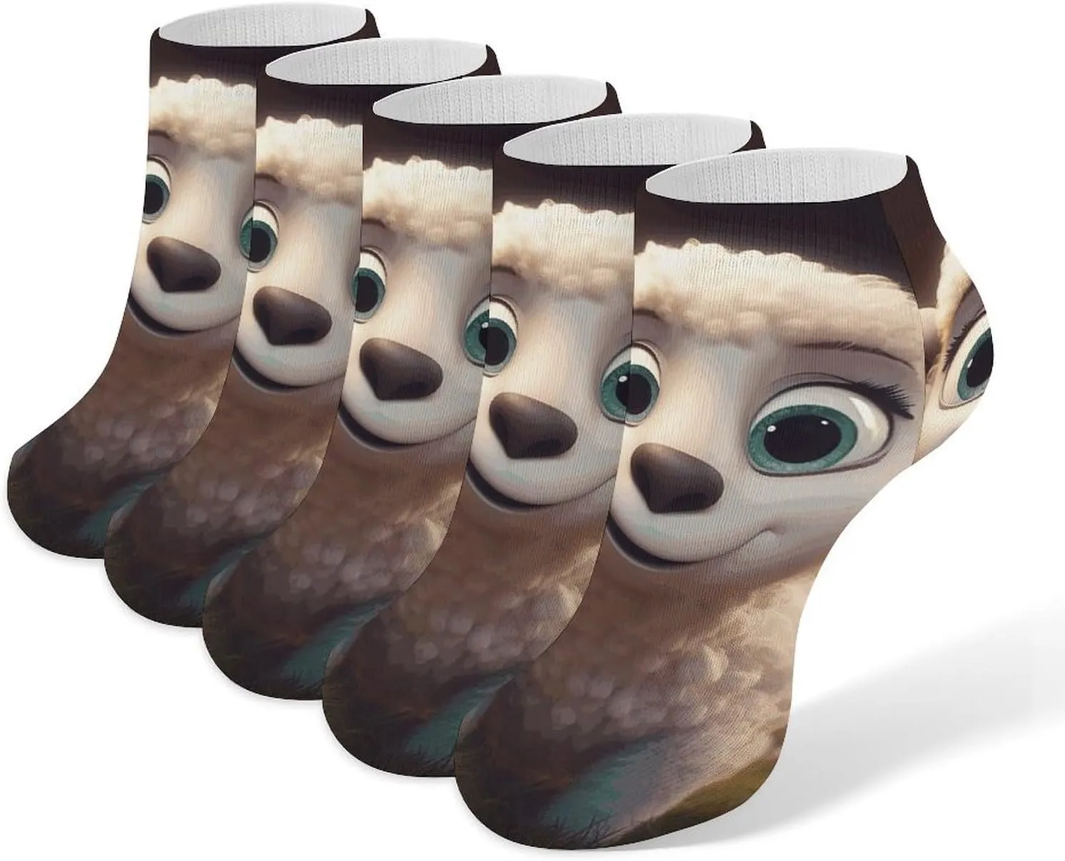 5 Pairs Ankle Socks Soft Breathable No Show Socks Comfortable Cotton Low Cut Casual Socks for Women Men Smiling Lamb