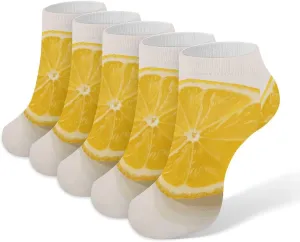 5 Pairs Ankle Socks Soft Breathable No Show Socks Comfortable Cotton Low Cut Casual Socks for Women Men Summer Lemon