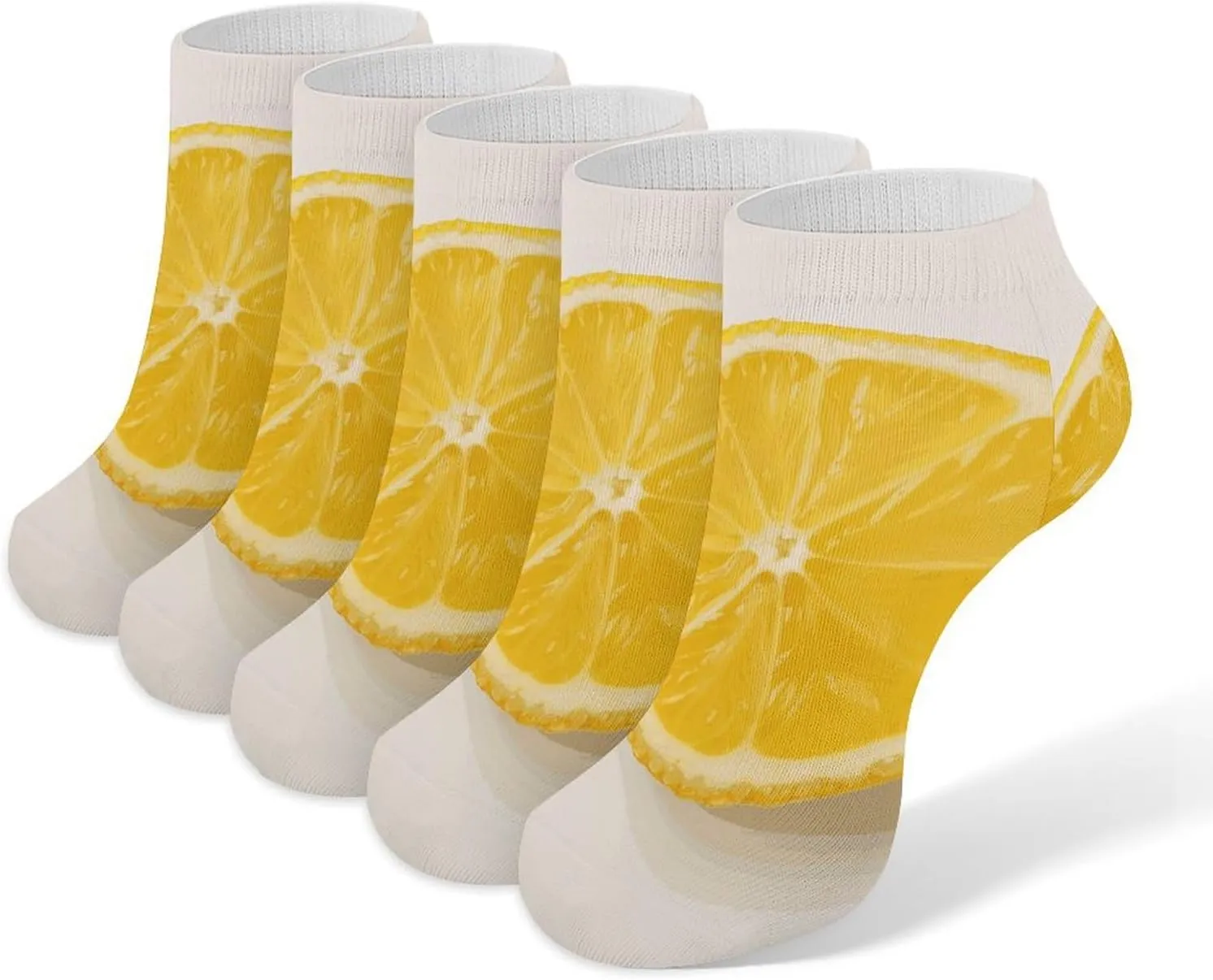 5 Pairs Ankle Socks Soft Breathable No Show Socks Comfortable Cotton Low Cut Casual Socks for Women Men Summer Lemon