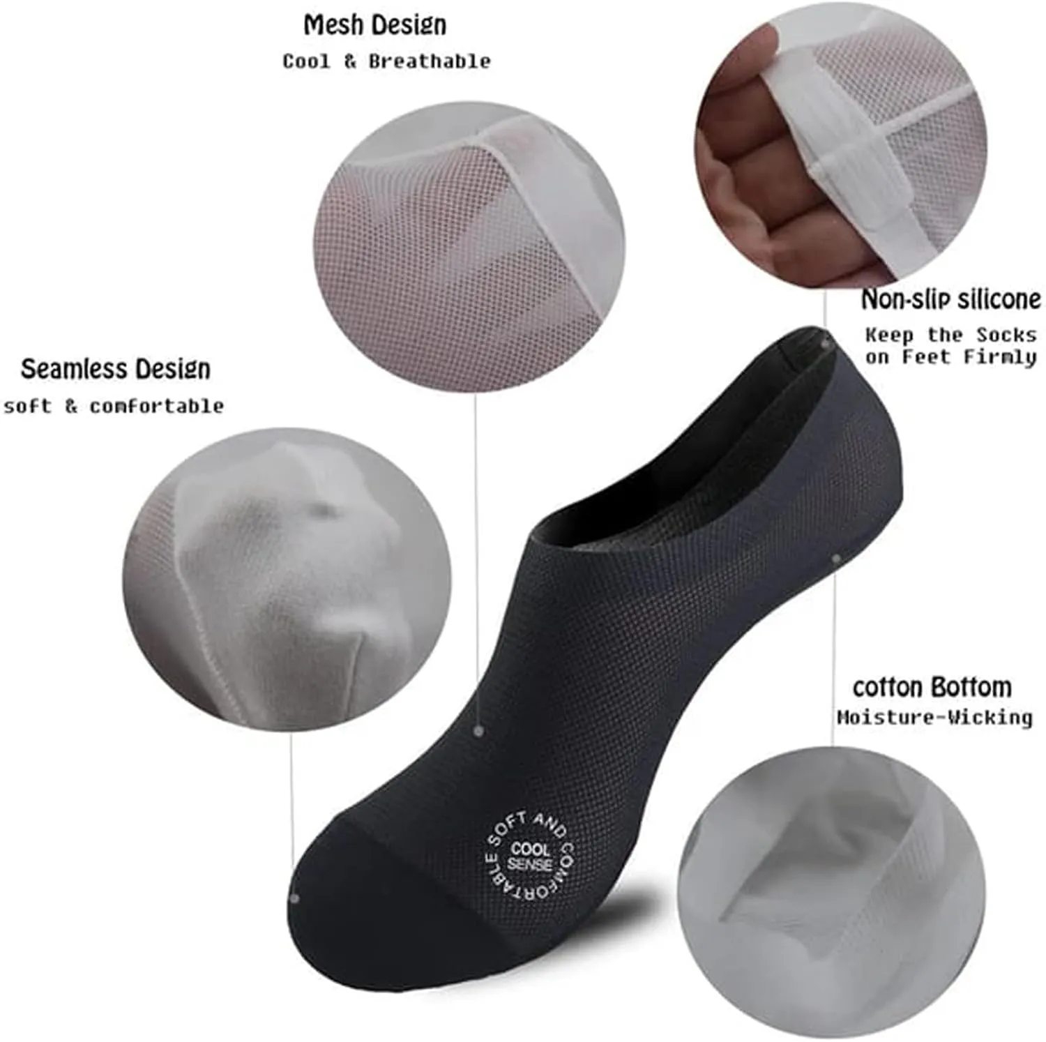 6Pairs Ultra Thin Liner Socks Non Slip ComBed Cotton No Show Socks  Breathable Seamless Low Cut Sock for Men and Women