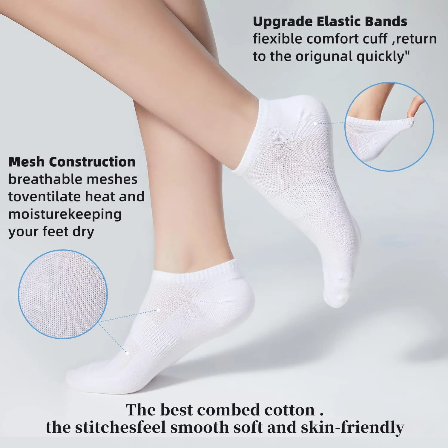 8 Pairs Ankle Socks Women's and Men Thin Cotton Low Cut No Show Athletic Running Socks