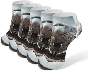 Airplane Art Ankle Socks Soft Breathable No Show Socks Comfortable Cotton Low Cut Casual Socks for Women Men 5 Pairs