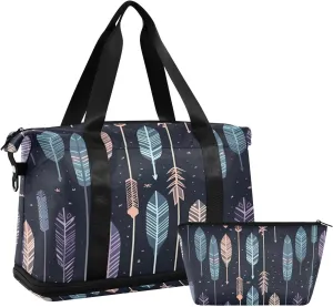 Arrows Pattern Sports Gym Bag,Travel Duffel bag with Wet Pocket & Shoes Compartment Lightweight Waterproof Overnight Bag for Men Women