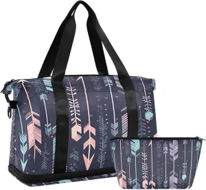 Arrows Pattern Sports Gym Bag,Travel Duffel bag with Wet Pocket & Shoes Compartment Lightweight Waterproof Overnight Bag for Men Women