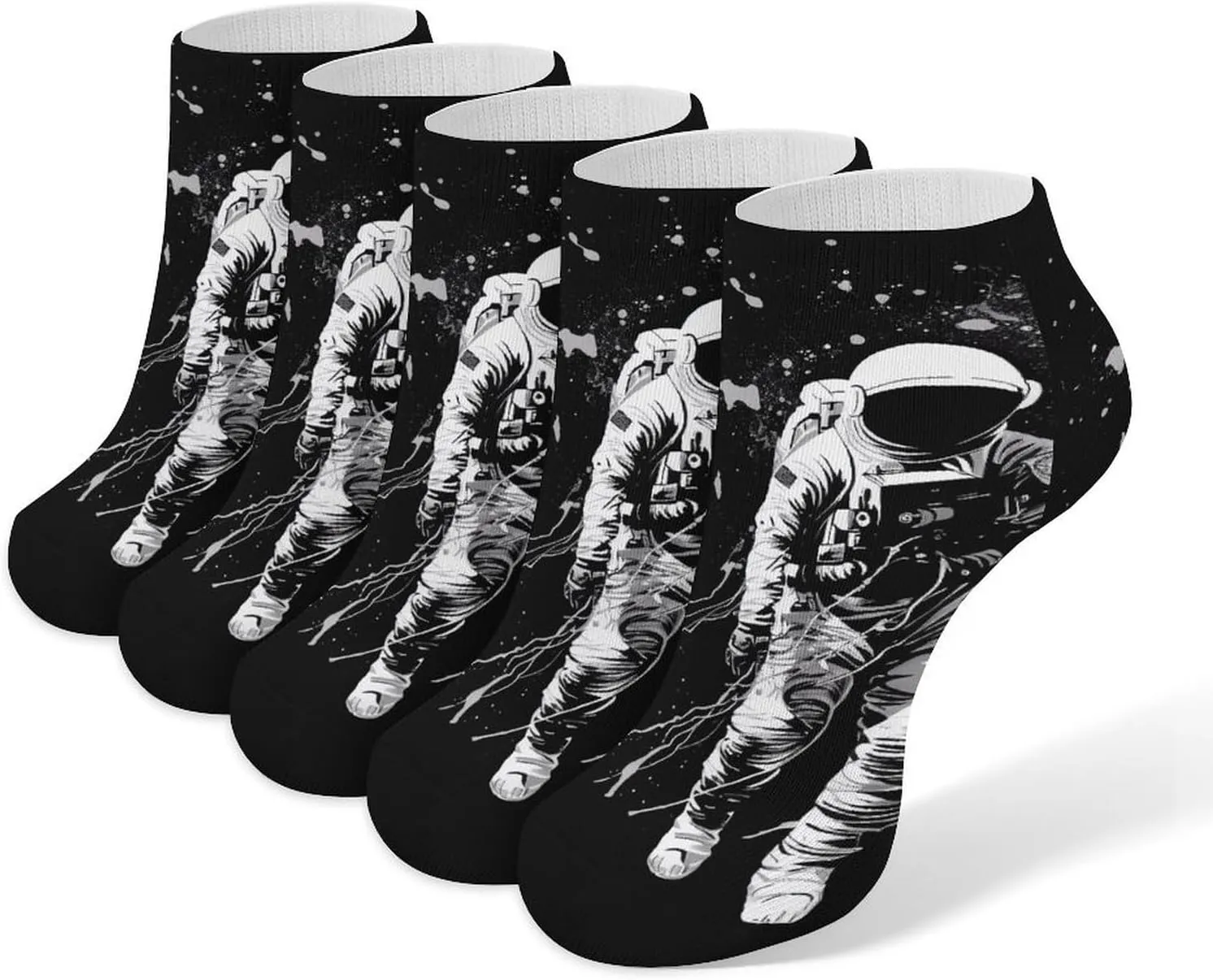 Astronaut Ankle Socks Soft Breathable No Show Socks Comfortable Cotton Low Cut Casual Socks for Women Men 5 Pairs