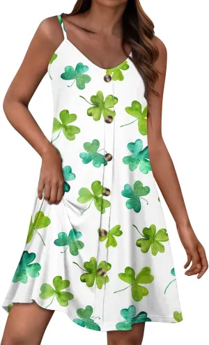 Azeralia Women Summer Casual Dresses Sleeveless Tank Sundress Flowy Swing Mini Beach Vacation Dress Cami A Line Skirt