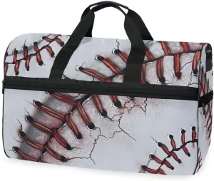 Baseball Patch Pattern Travel Duffel Bag Luggage Sports Gym Bags With Shoes Compartment Large Capacity Lightweight Duffle Bag For Men Women