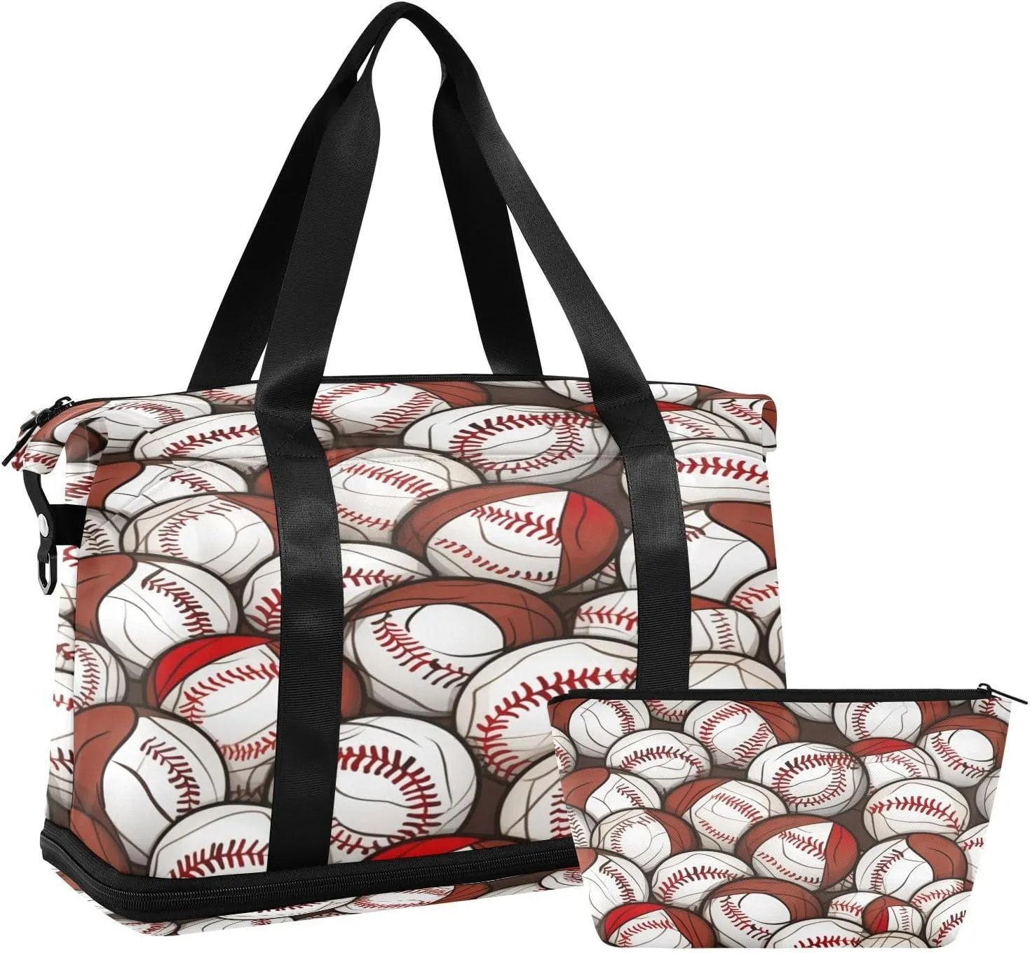 Baseball Pattern Gym Bag for Men Women with Shoes Compartment & Wet Pocket Sport Travel Duffel Bag Waterproof Weekender Overnight Bag