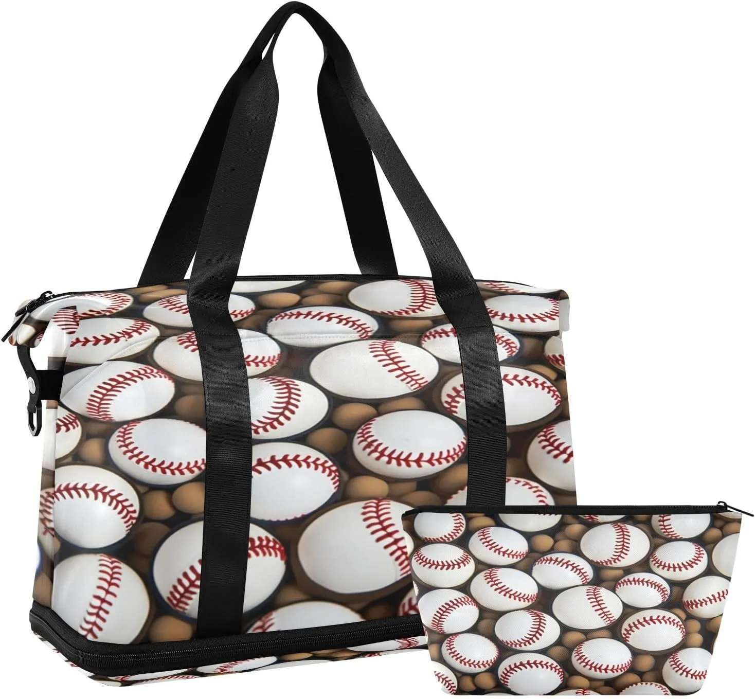 Baseball Pattern Gym Bag for Men Women with Shoes Compartment & Wet Pocket Sport Travel Duffel Bag Waterproof Weekender Overnight Bag