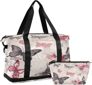 Beautiful Butterfly Sports Gym Bag,Travel Duffel bag with Wet Pocket & Shoes Compartment Lightweight Waterproof Overnight Bag for Men Women
