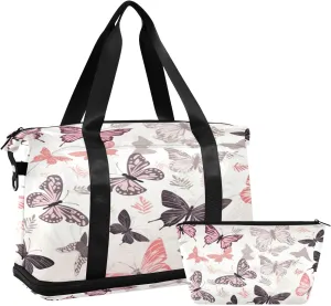 Beautiful Butterfly Sports Gym Bag,Travel Duffel bag with Wet Pocket & Shoes Compartment Lightweight Waterproof Overnight Bag for Men Women
