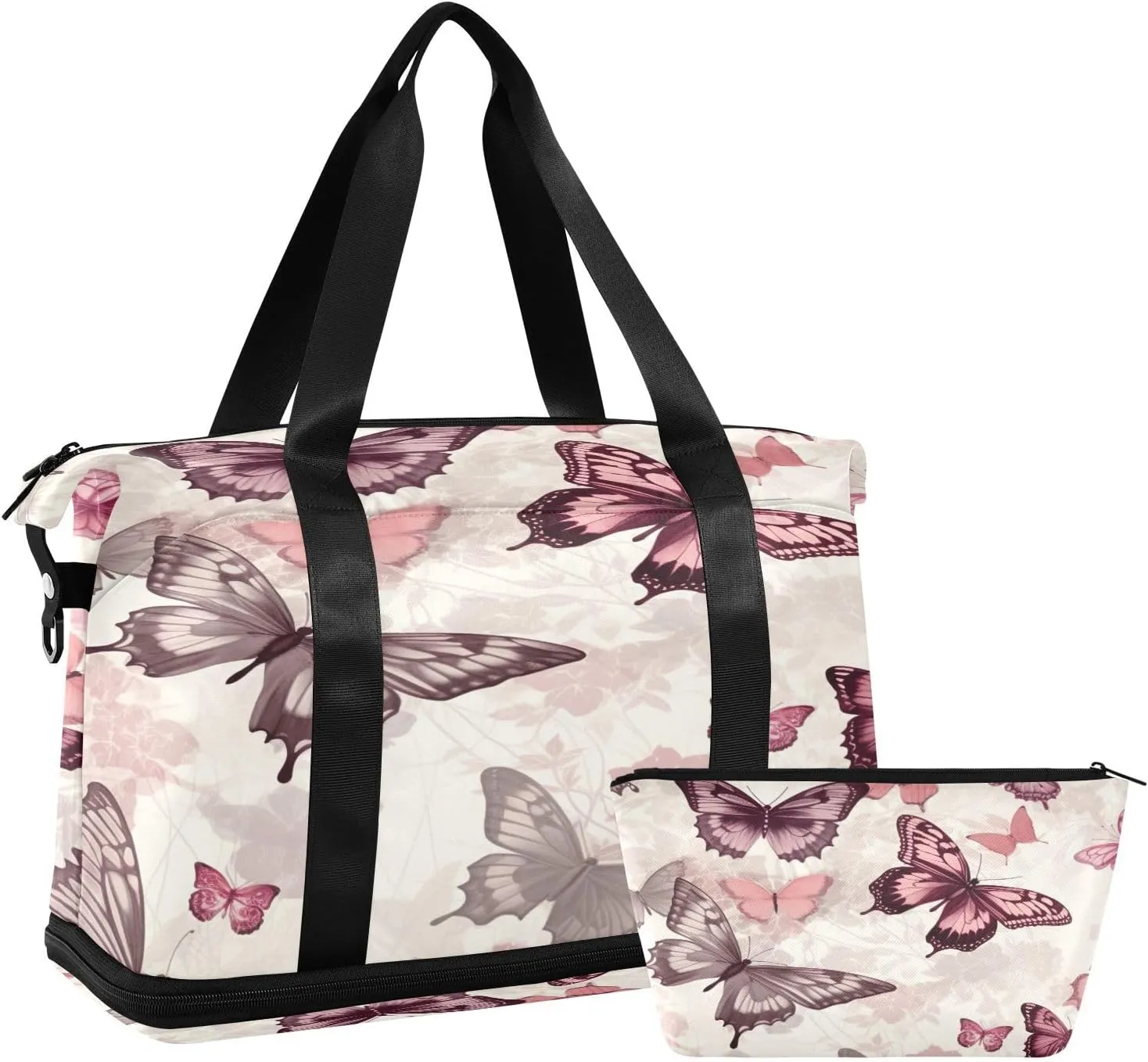 Beautiful Butterfly Sports Gym Bag,Travel Duffel bag with Wet Pocket & Shoes Compartment Lightweight Waterproof Overnight Bag for Men Women