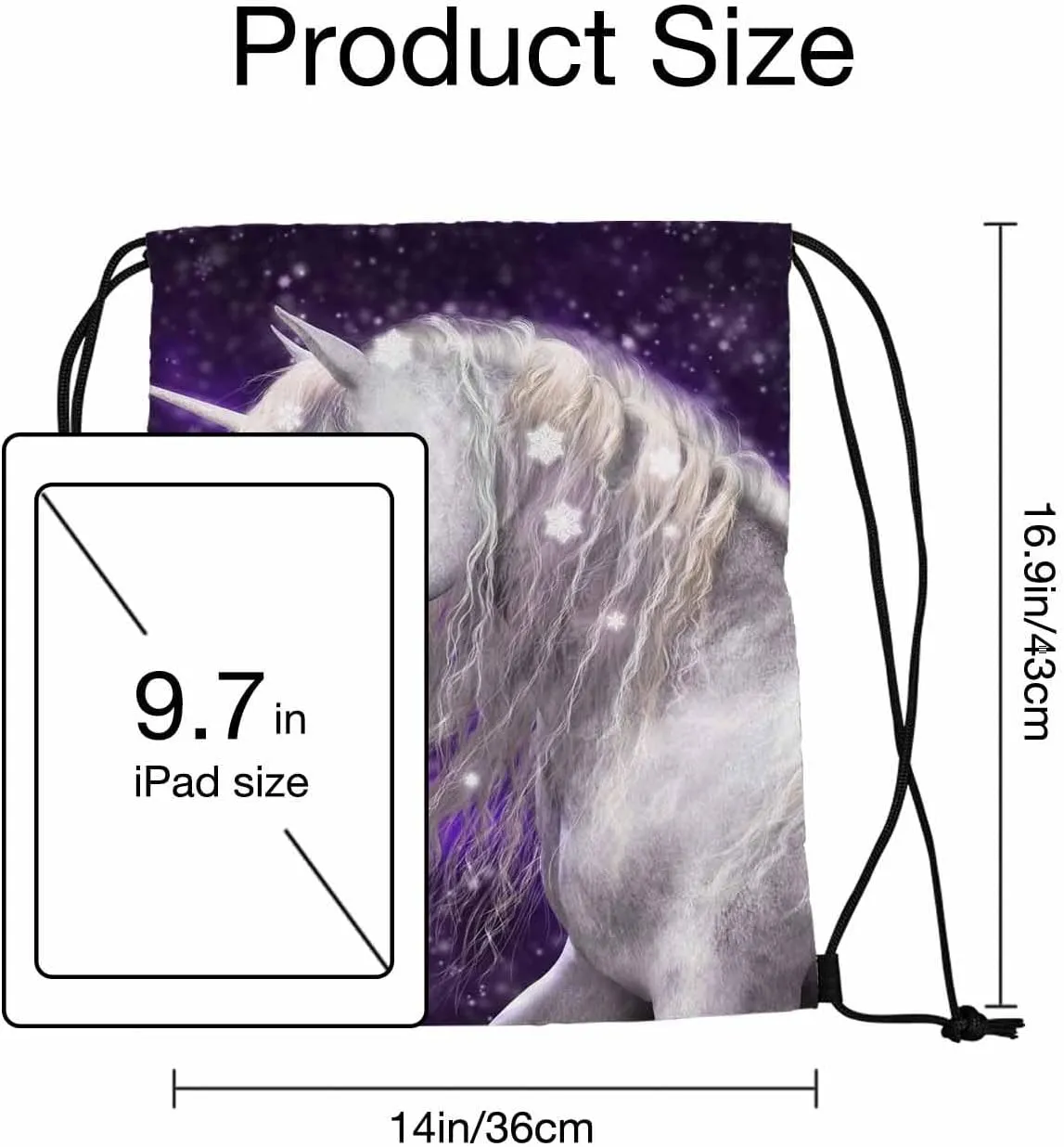 Beautiful White Unicorn Ilvery Mane That Has Sparkling Snow Flakes Gym Backpack Lightweight Waterproof Sports Backpack Stroage Small Exercise Accessiors Shoes Ball
