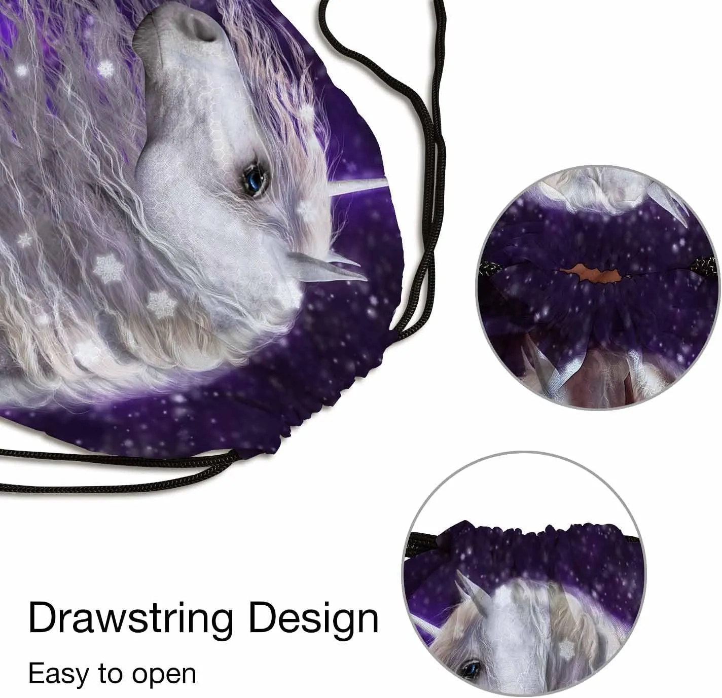 Beautiful White Unicorn Ilvery Mane That Has Sparkling Snow Flakes Gym Backpack Lightweight Waterproof Sports Backpack Stroage Small Exercise Accessiors Shoes Ball