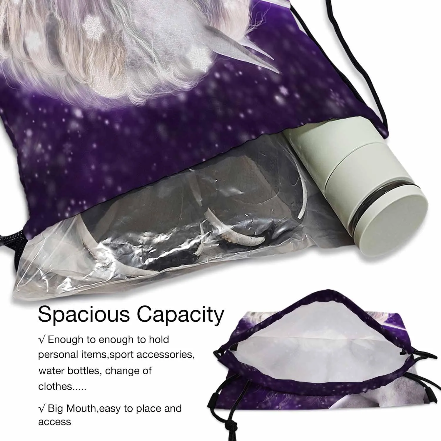 Beautiful White Unicorn Ilvery Mane That Has Sparkling Snow Flakes Gym Backpack Lightweight Waterproof Sports Backpack Stroage Small Exercise Accessiors Shoes Ball