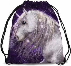 Beautiful White Unicorn Ilvery Mane That Has Sparkling Snow Flakes Gym Backpack Lightweight Waterproof Sports Backpack Stroage Small Exercise Accessiors Shoes Ball