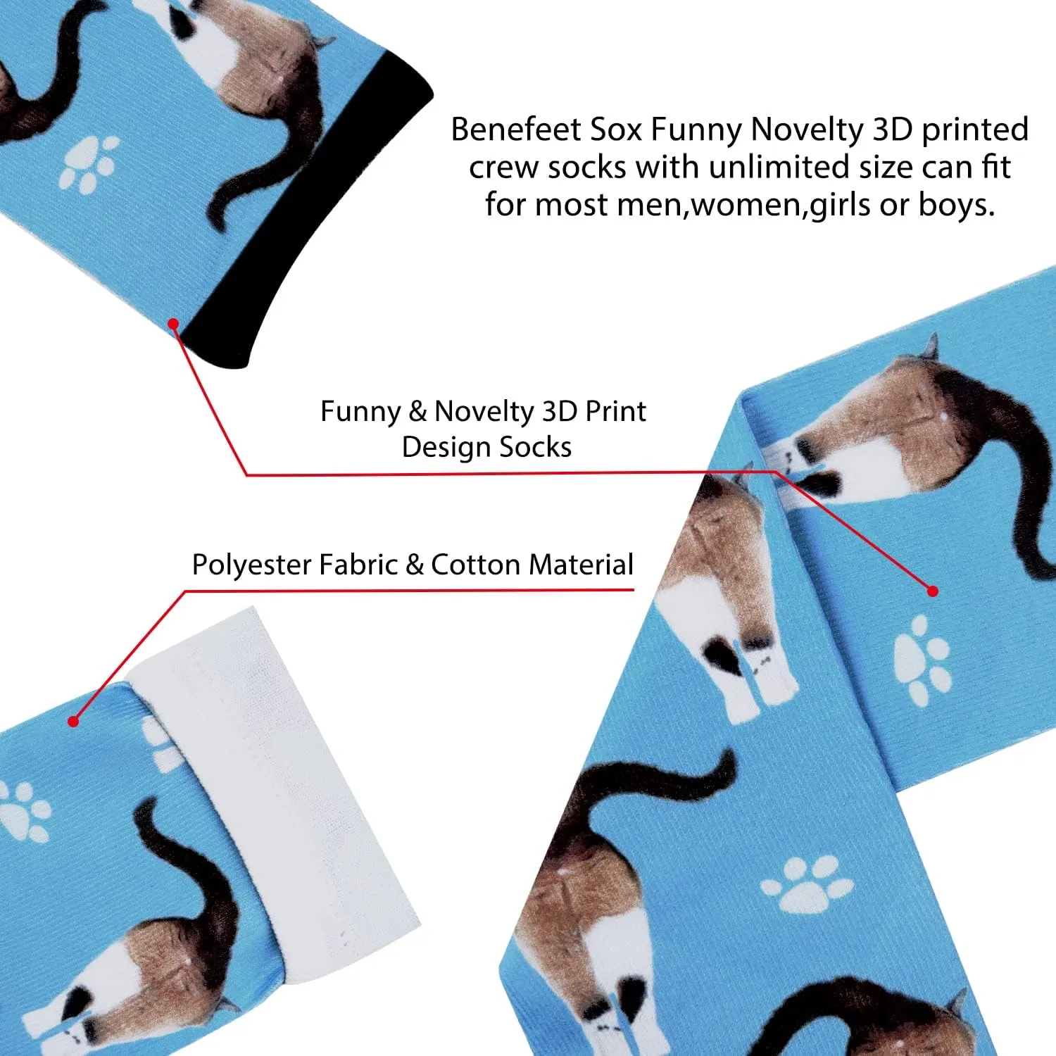 Benefeet Sox Mens Womens Funny Novelty Crew Socks Crazy Cool 3D Printed Design Socks Hawaiian Animal Pattern Basketball Socks