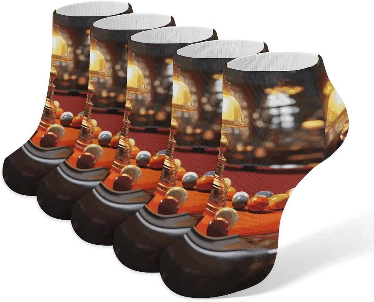Billiards Ankle Socks Soft Breathable No Show Socks Comfortable Cotton Low Cut Casual Socks for Women Men 5 Pairs