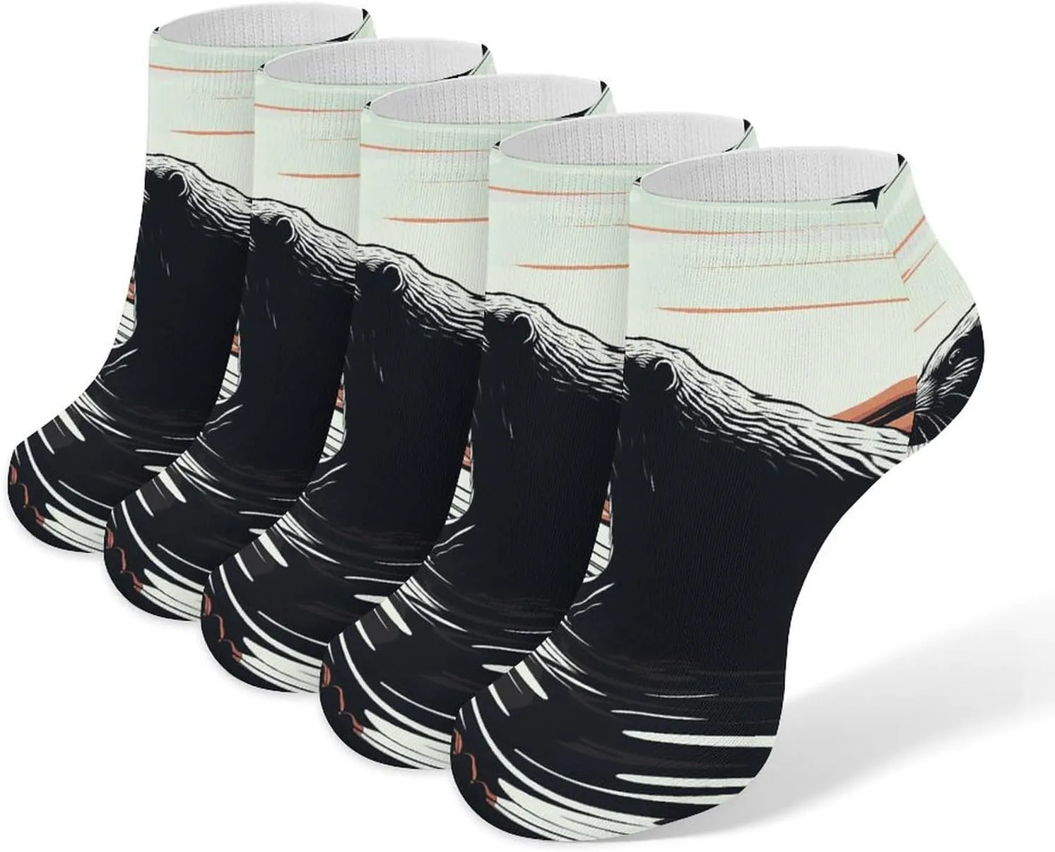 Black Beaver Ankle Socks Soft Breathable No Show Socks Comfortable Cotton Low Cut Casual Socks for Women Men 5 Pairs