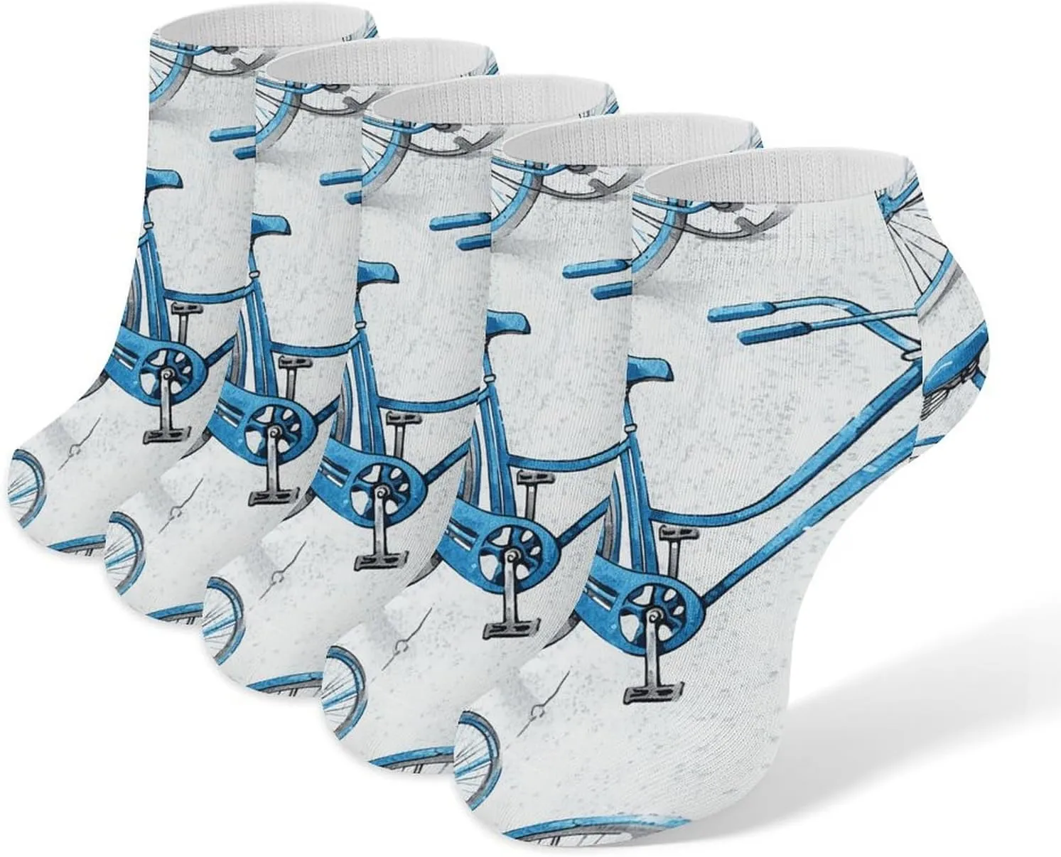 Blue Bicycle Ankle Socks Soft Breathable No Show Socks Comfortable Cotton Low Cut Casual Socks for Women Men 5 Pairs