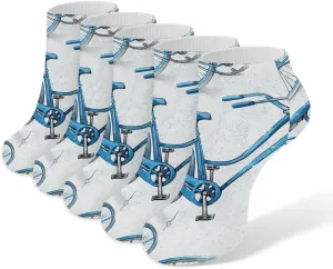Blue Bicycle Ankle Socks Soft Breathable No Show Socks Comfortable Cotton Low Cut Casual Socks for Women Men 5 Pairs