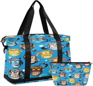 Blue Monkeys Gym Bag for Men Women with Shoes Compartment & Wet Pocket Sport Travel Duffel Bag Waterproof Weekender Overnight Bag
