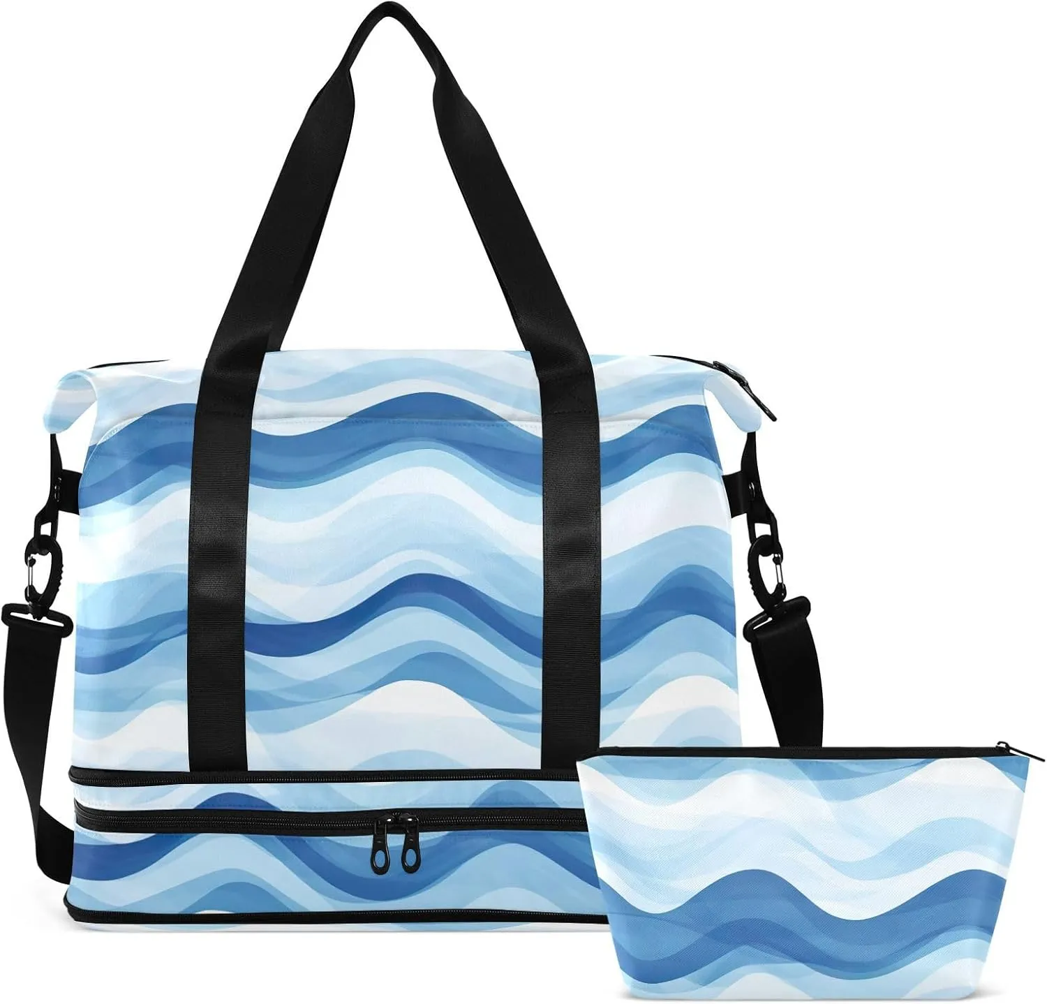 Blue Striped Weekender Bags for Women Men Travel Bag with Shoes Compartment Toiletry Bag Large Duffel Bag for SportsTravel Hospital