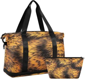 Brown Textured Gym Bag for Men Women with Shoes Compartment & Wet Pocket Sport Travel Duffel Bag Waterproof Weekender Overnight Bag
