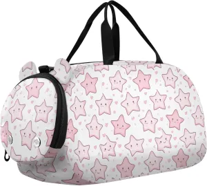 Cartoon Cute Peach Love Heart Duffel Bag with Shoes Compartment Lightweight Travel Duffel Bag for School Practice, Sports, Travel bolsas de