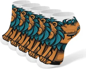 Clipart Lion Ankle Socks Soft Breathable No Show Socks Comfortable Cotton Low Cut Casual Socks for Women Men 5 Pairs