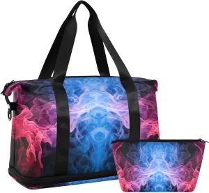 Colorful Pattern Gym Bag for Men Women with Shoes Compartment & Wet Pocket Sport Travel Duffel Bag Waterproof Weekender Overnight Bag