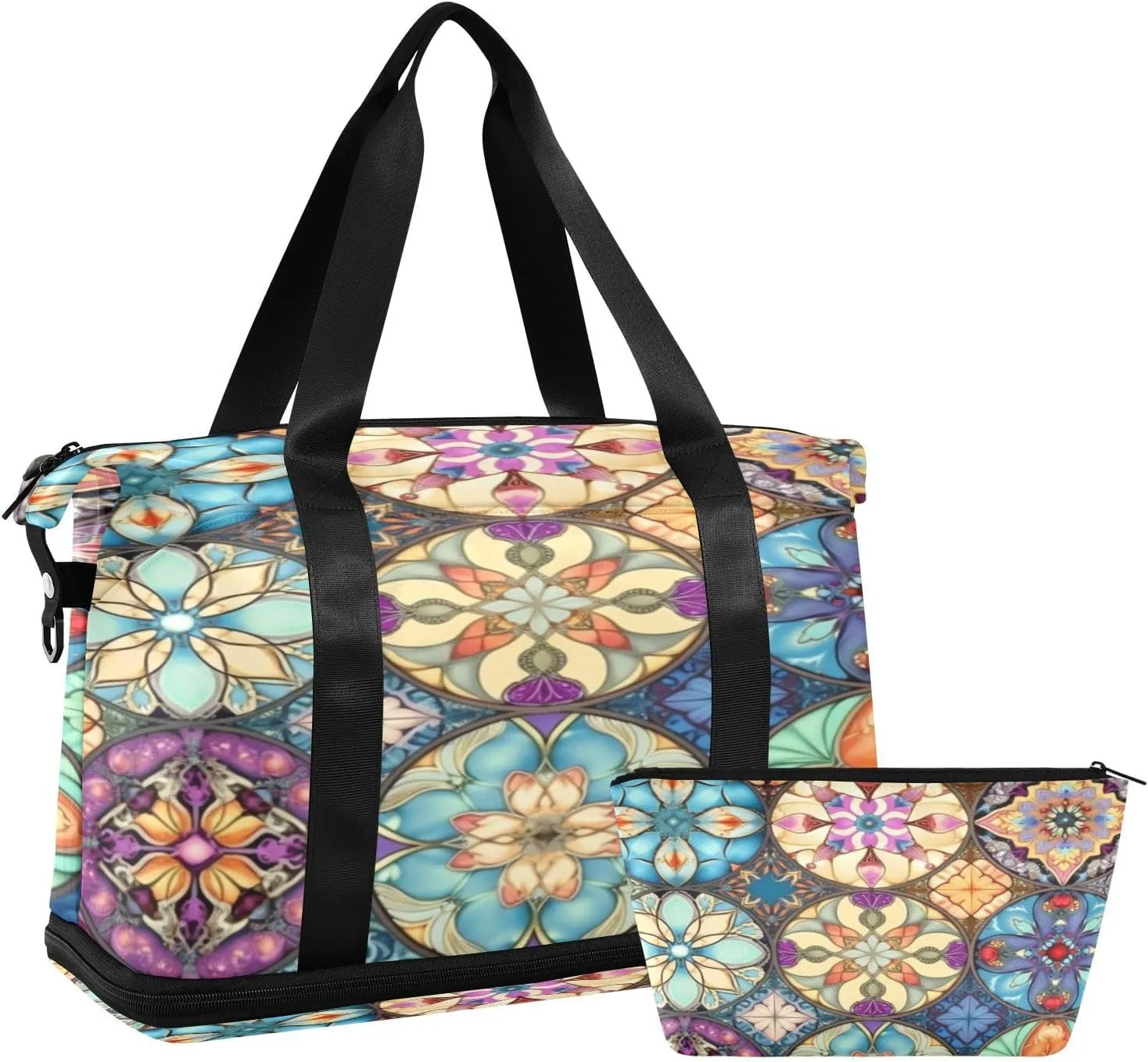 Colorful Pattern Gym Bag for Men Women with Shoes Compartment & Wet Pocket Sport Travel Duffel Bag Waterproof Weekender Overnight Bag