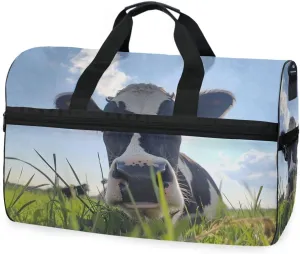 Cow Clear Sky Travel Duffel Bag Luggage Sports Gym Bags With Shoes Compartment Large Capacity Lightweight Duffle Bag For Men Women