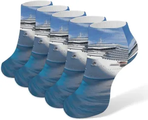 Cruise Ship Ankle Socks Soft Breathable No Show Socks Comfortable Cotton Low Cut Casual Socks for Women Men 5 Pairs