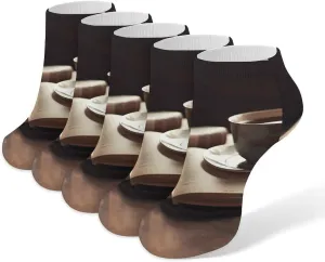 Cup Next to Book Ankle Socks Soft Breathable No Show Socks Comfortable Cotton Low Cut Casual Socks for Women Men 5 Pairs